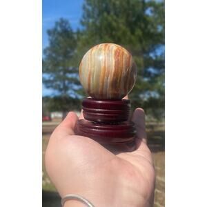Green Banded Onyx Crystal Sphere with Display Stand - 51 mm